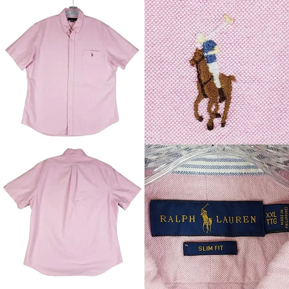 Polo Ralph Lauren Shirt Oxford Button Down Mens Size XXL SS Pink Solid